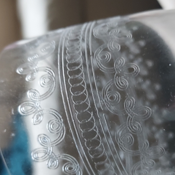 Crystal wine glasses etched scroll art deco art nouveau mcm retro - Picture 5 of 14